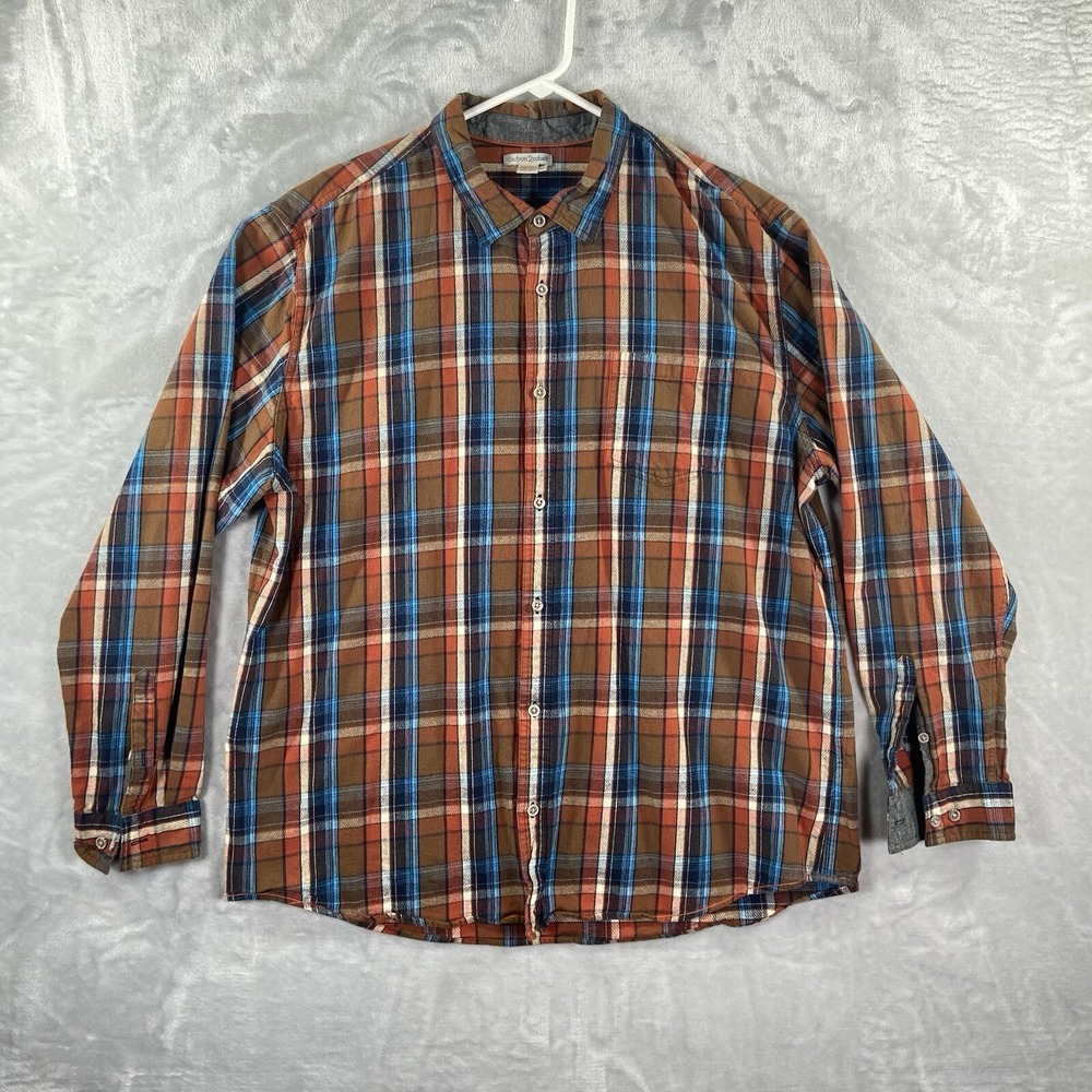 Carbon 2 Cobalt Shirt Mens XL Flannel Button Up Lightweight Plaid Casual Pocket